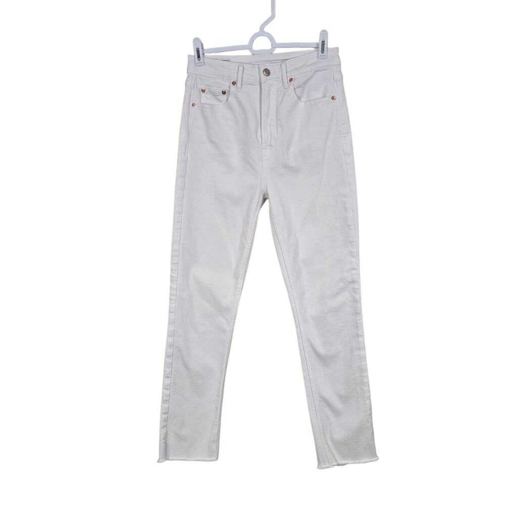 Women's Gap Vintage Slim Sky High White Denim Jeans Raw Ankle Hems | Size 26/2R